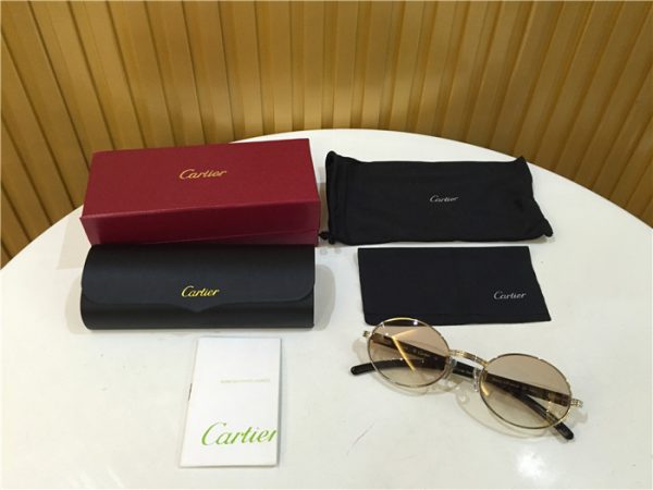 Cartier 7550178 55 22 Black Curve Cattle Horn Sunglasses In Silver Brown Amiri